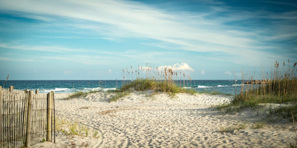 Carolina Beach is a popular area to swim, dine out, and explore hiking trails.