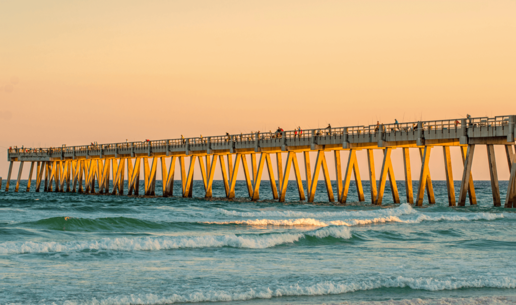 Navarre Beach’s laid-back atmosphere, bright sand, and unblemished environment may be Florida’s most relaxing spot.