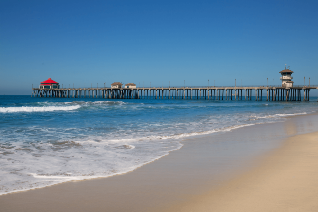 Huntington Beach earned its nickname as Surf City because of its long stretch of beautiful beaches and excellent surfing spots.