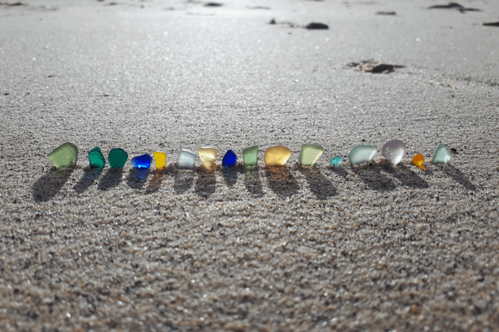 Genuine sea glass comes in many different shapes and sizes.