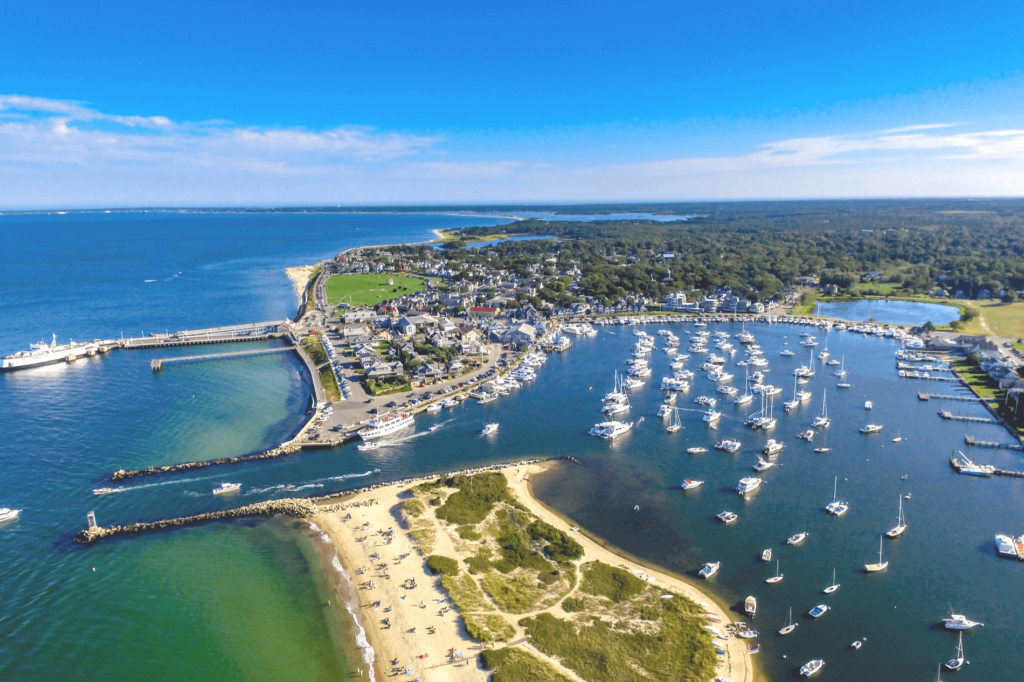 Oak Bluffs Town Beach is a gorgeous beach with calm waters just south of Cape Cod, Massachusetts.